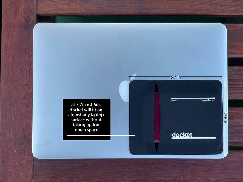 docket External Hard Drive Holder for Laptop - Closed Pocket Design with Cable Hole for Safe Storage - Expand Storage While Eliminating Boundaries, Black