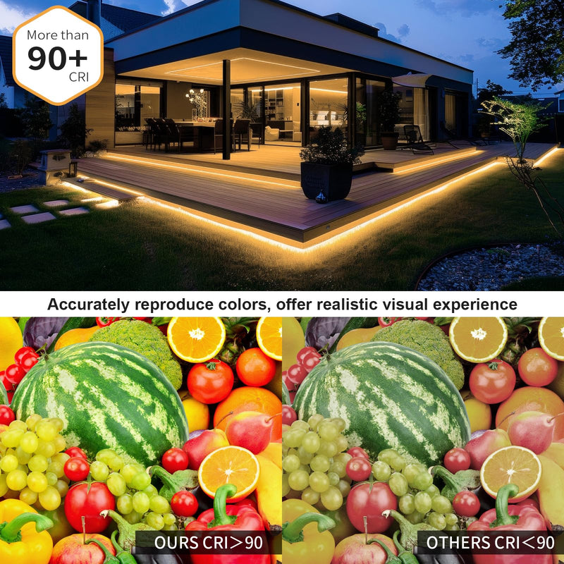 [AUSTRALIA] - 20ft COB Outdoor LED Strip IP67 Waterproof, 6500K Cold Whit DC24V Flexible LED Rope Strips with Remote & App Control Dimmable, DIY Lighting for Indoor, Outdoor, Bedroom, Garden, Patio 20FT COB 3000K 