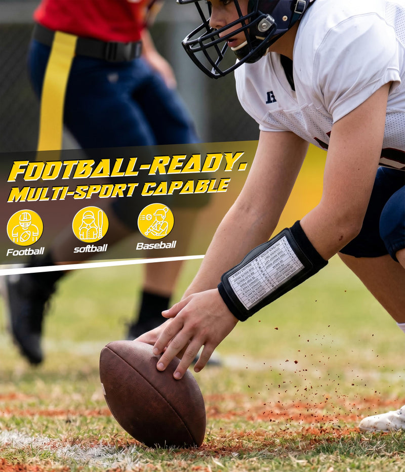 Football Wristbands, Football Play Quarterback Play Wristband Coaching, Youth Wristband Baseball Softball Training Aid and Coaching Tool 15 Pack 45 Play Sheets