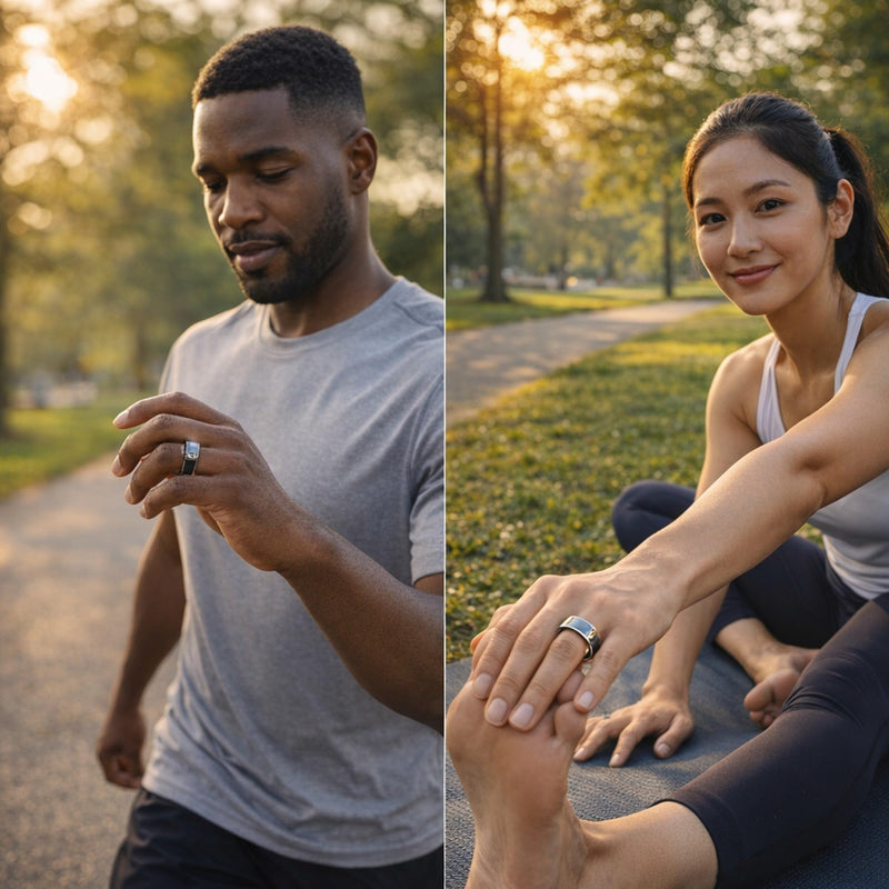 Smart Ring for Women Men - Heart Rate Sleep Tracker, 5ATM Water Resistant, Gesture Control, Charging Case, Bluetooth 5.2, Silver, Size 8