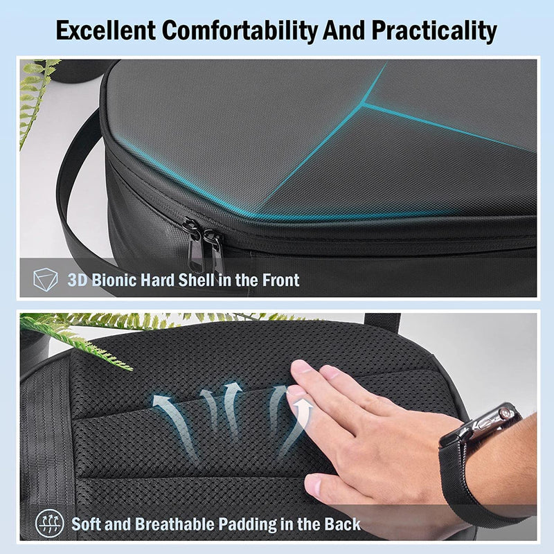 Hard Carrying Case for Meta Quest 3/Oculus Quest 2/Vision Pro VR Headset,Compatible with Head Strap with Battery, VR Gaming Accessories,Fashion Design for Travel and Storage Black