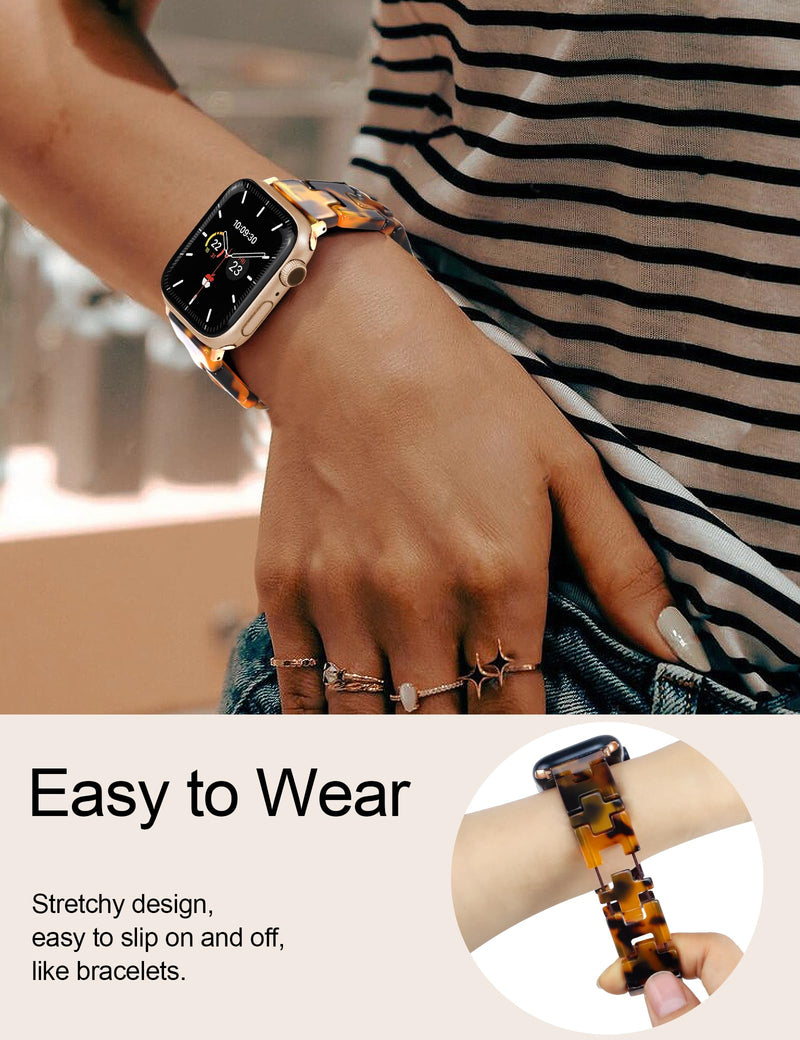 JR.DM Boho Beaded Watch Bands Resin Stretchy Watch Band Bundle Compatible with Apple Watch Band 38mm 40mm 41mm 42mm 44mm 45mm 49mm for Women for iWatch Series 9/8/7/6/5/4/3/2/1/SE/Ultra(No Case)