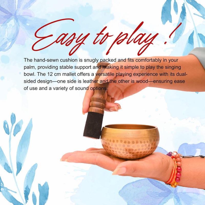 [AUSTRALIA] - Handmade Tibetan Singing Bowl-Meditation Bowl with Cushion, Mallet and Carry Bag-Handcrafted in Nepal- best for Yoga, Chakra Healing, Mindfulness, and Stress Relief-Spiritual Gifts for Women and Men 