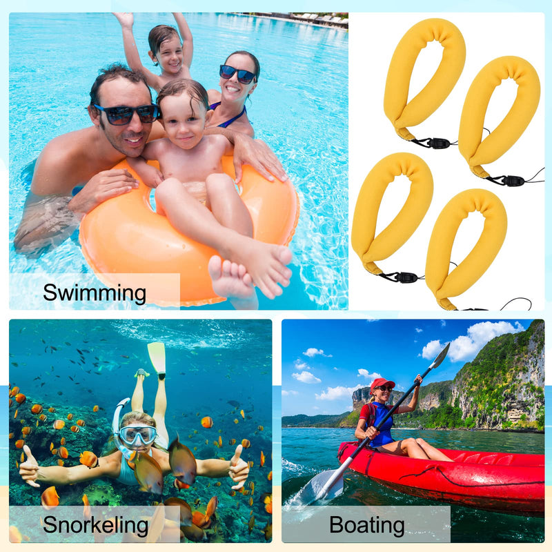 4Pcs Waterproof Camera Float Strap, Universal Floating Strap, Waterproof Camera Float Foam Strap for Underwater Camera Yellow