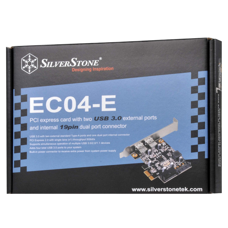 Silverstone Tek PCI Express Card with Two USB 3.0 External Ports and Internal 19-Pin Dual Port Connector (EC04-E)