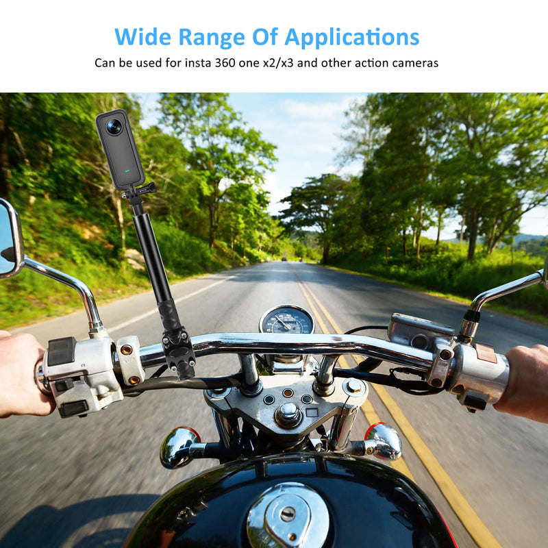 Motorcycle Bicycle Selfie Stick, Third Person Perspective Selfie Stick Pole, Camera Holder Mount Telescopic Rod for Insta360 X3 X2 X ONE RS R
