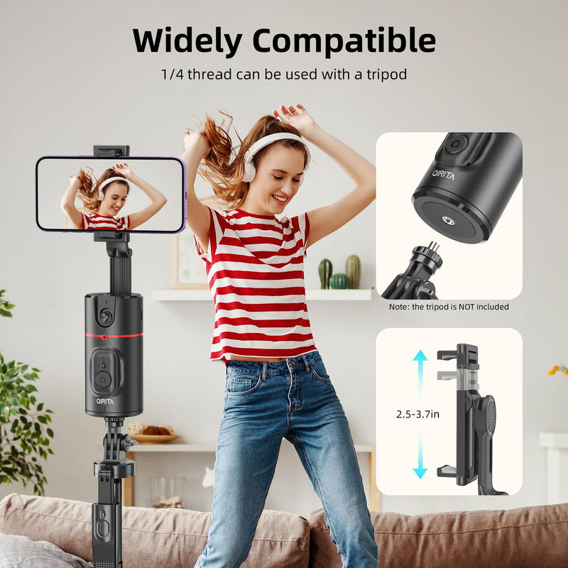 Auto Face Tracking Phone Holder, Magnetic Face Tracking Tripod 360 Rotation with Stand & Remote, Face Body Phone Tracking Tripod, No App, Smart Shooting Camera Mount for Live Video Recording Tiktok