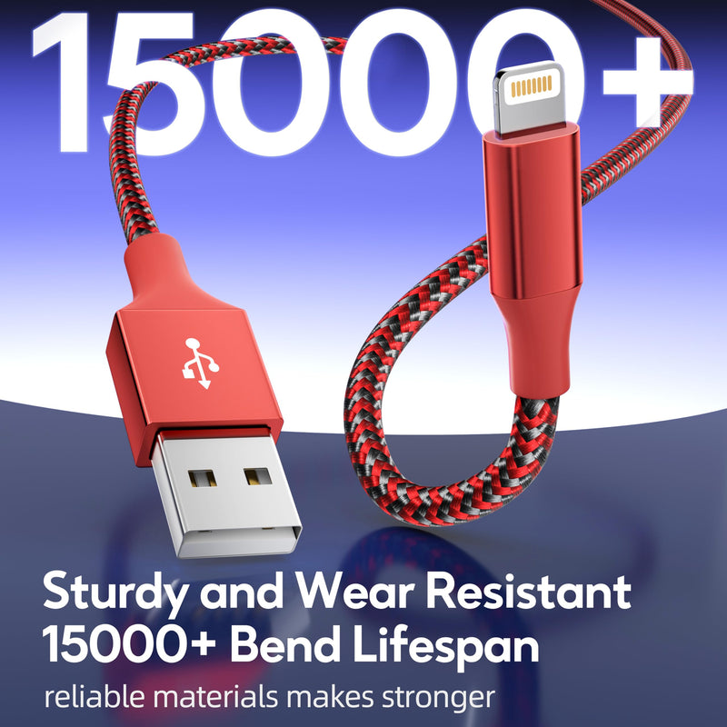 [AUSTRALIA] - iPhone Charger Cord 3Pack 10FT Apple MFi Certified Nylon Braided Fast Charging Lightning Cable Compatible with iPhone 14/13/12/11 Pro/11/XS MAX/XR and More 