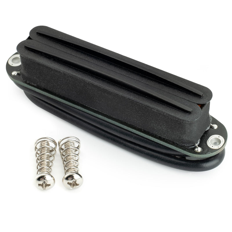 Musiclily Pro ST-DPMC Ceramic Rail Blade Single Coil Sized Humbucker Pickup 9.2K for Strat Style Electric Guitar, Black Body Black Rail
