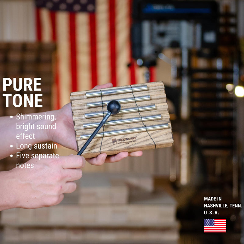 TreeWorks Chimes Energy Chime, 5 Notes –– MADE IN U.S.A. –– For Meditation, Classrooms, Sound Healing or Yoga, Includes Mallet Five Notes