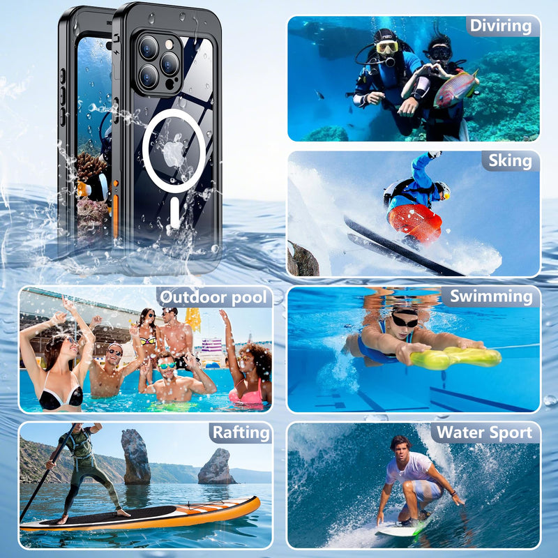 [Bluetooth Control] Underwater Camera Case for iPhone 15 Pro Max Case Waterproof,[ IP68 Underwater Physical Button Photography & Video Recording] Cover Bag Box for Snorkeling, Swimming & Surfing-6.7" Black