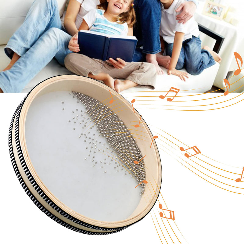 Bstinay 2pcs 10Inch Wooden Ocean Drum Hand Percussion Wave Bead Sea Sound Drum with Fish Pattern
