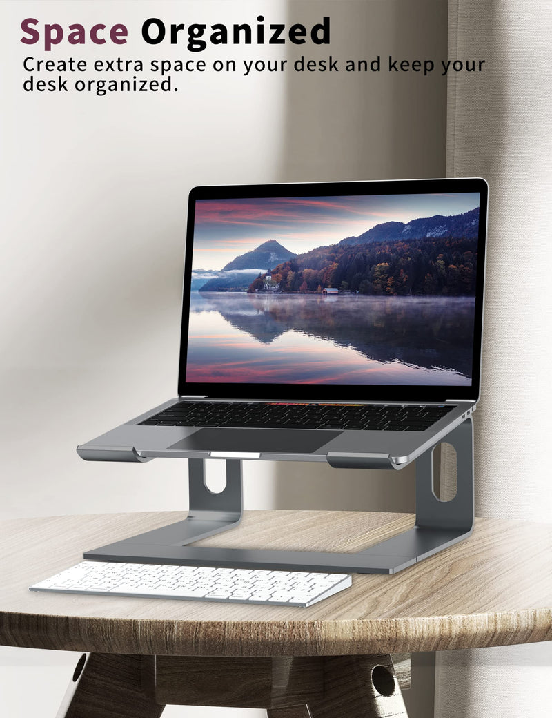 ALASHI Laptop Stand for Desk, Aluminum Computer Riser, Ergonomic Notebook Holder, Detachable Metal Laptops Elevator, PC Cooling Mount Support 10 to 15.6 Inches Notebook, Grey C-Grey