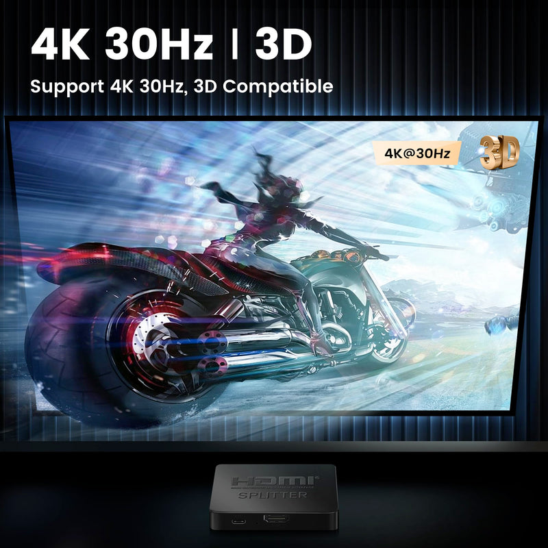 avedio links HDMI Splitter 1 in 4 Out with HDMI Cable, 4K HDMI Splitter 1X4 Mirror Screen, USB Power Splitter 1 Input 4 Output Support 4KX2K, 1080P@60Hz, 3D, HDR, 1 Source to 4 HDMI displays 1x4 4K@30Hz