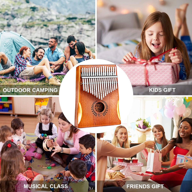 [AUSTRALIA] - Everjoys Kalimba Thumb Piano 17 Keys, Professional Musical Instrument Finger Piano Marimbas with Portable Soft Cloth Bag, Fast to Learn Songbook, Tuning Hammer, All in One Kit 17 Key Natural 