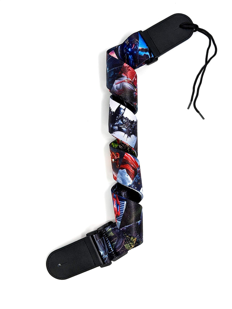 Marvel and DC Comics Superheroes Guitar Strap | Polyester with genuine leather
