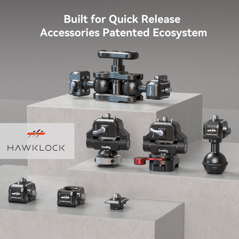 SMALLRIG Quick Release Plate Drop-in HawkLock Mini Quick Release Camera Mount Adapter with 1/4" Screw, for Camera Clamp, Super Clamp, Ball Head, Tripod, Magic Arm, Stabilizer, Field Monitor - 3513C Basic QR System
