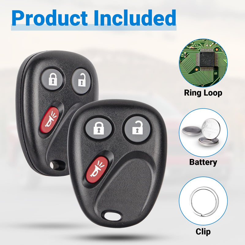 [AUSTRALIA] - Keyless Entry Car Key Fob Replacement for 2003-2007 Chevy Chevrolet Silverado Tahoe Avalanche Equinox SSR Suburban/GMC Sierra Yukon/Cadillac Escalade/Hummer H2 for LHJ011 (2 Pack) 
