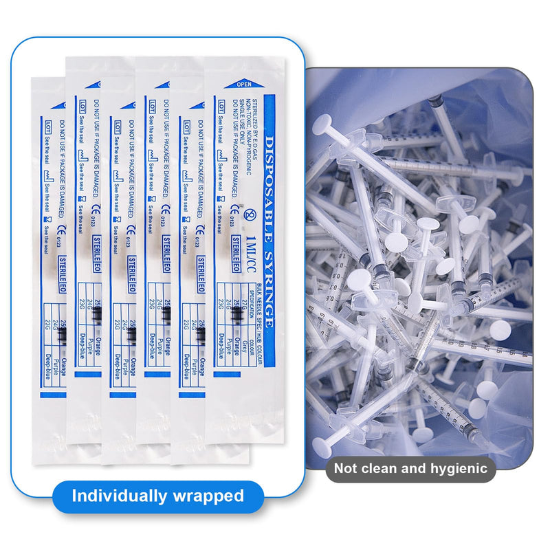 12-Piece 1 ml Syringe Set with Luer Plastic Syringe Set with Blunt Needles for Refilling, Measuring Oil, Glue, Liquids, Pets, Scientific Laboratories Syringe with Needle