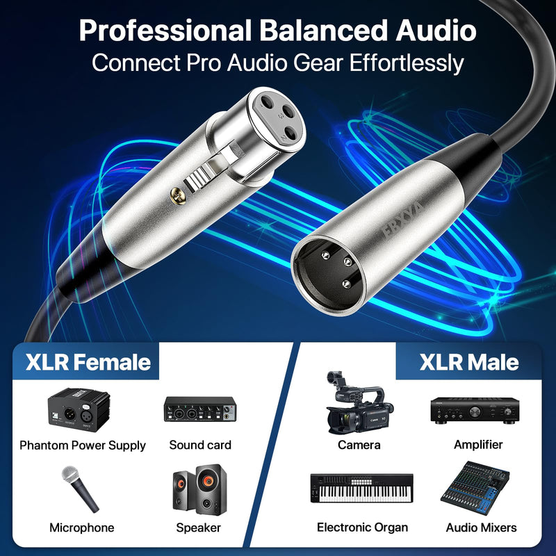 EBXYA XLR Cable 20ft 4 Pack - Mic Cables Balanced XLR Male to Female Suitable for Microphones, Radio Station, Stage Lighting, Black 20 Feet
