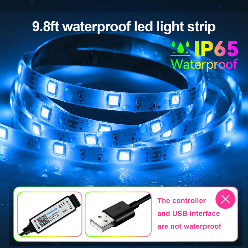 HOUHUI LED Strip Lights Kit, 2x9.8Ft RGB LED Lights Strip for 32-50in TV LED Backlight, App Control Strip Light Waterproof IP65 with Remote, Music Sync USB TV LED Light Strip for Home PC Monitor Desk