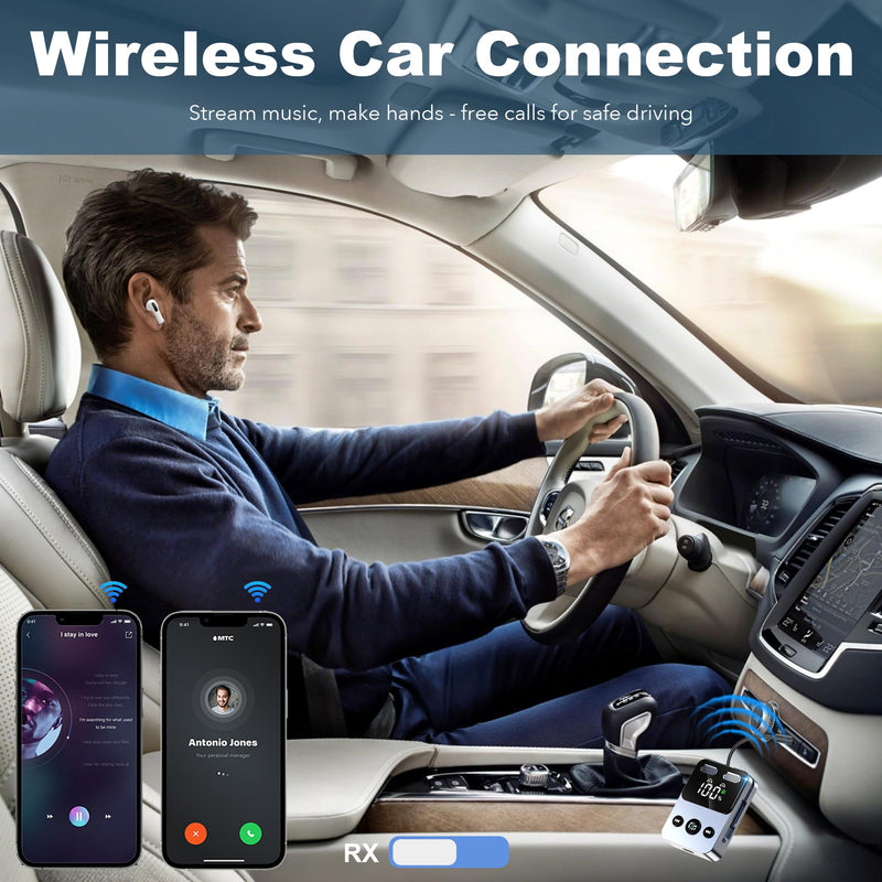 [AUSTRALIA] - Bluetooth Transmitter Receiver, 2-in-1 Bluetooth 5.3 Adapter for TV, Airplane, Gym Equipment, Cars, PC, Supports to 2 Wireless Headphones, Cell Phones, Wireless Receiver for Car, Home Stereo 