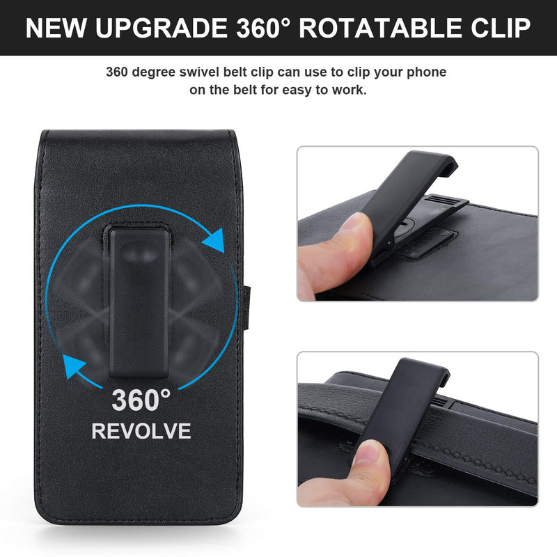 [AUSTRALIA] - BECPLT Phone Holster for iPhone 15 Pro Max 15 Plus 14 Pro Max 13 Pro Max 12 Pro Max 11 Pro Max Leather Belt Case 360 Rotating Pouch Case Holster Belt Clip Case for iPhone Xs Max 8 Plus 7 Plus 6s+ 6+ L(6.5"x 3.5"x 0.5") Leather-Rotation 