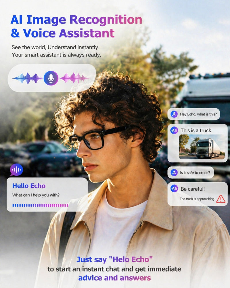 AI Smart Glasses With Camera, 1080P Video HD for Travel, Meetings & Vlog | 8MP Camera Glasses, AI Voice, Real-Time Translation, Photochromic Lenses, IP65, Bluetooth Audio