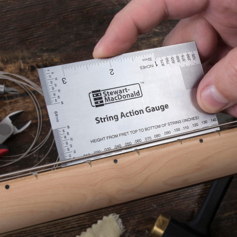 [AUSTRALIA] - StewMac String Action Gauge And Ruler, Inches, Stainless Steel - Designed by StewMac, The Original measuring tool for acoustic and electric guitar, and bass setup 