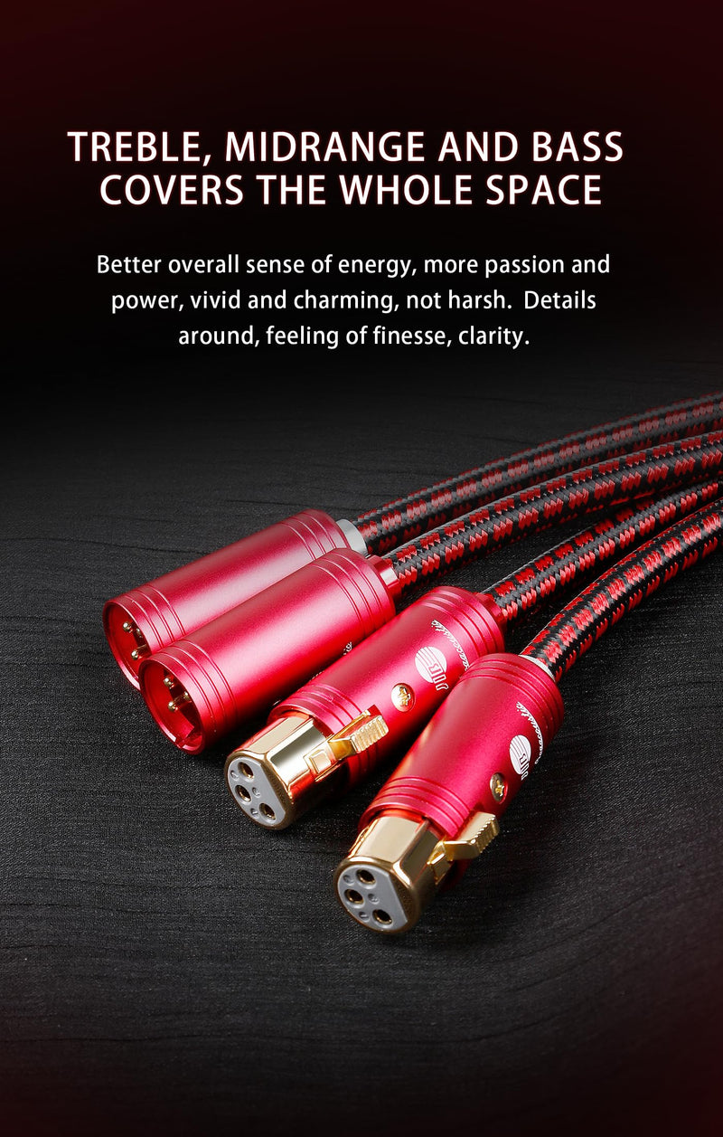 XLR Balanced Audio Cable,Ultra High Purity Oxygen Free Copper Multi - Stranded Conductor, Robust Dual Shielding (Aluminum Foil + Copper Braiding), 24K Gold - Plated Connectors for HiFi Systems 9.84ft 9.84ft/3m