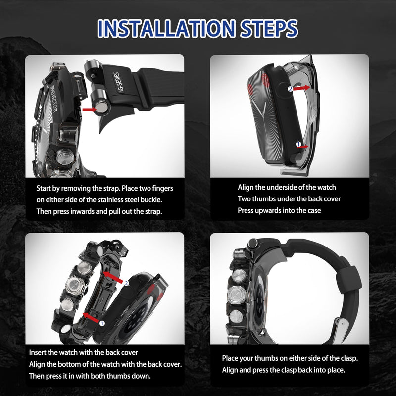 Case compatible with Apple Watch Series 10/11 46mm Bands for Men, iG3200 High End Sport Wristband with Case Protector for iWatch 10/11 46mm, Stylish Gift for Husband Boyfriend (Black)