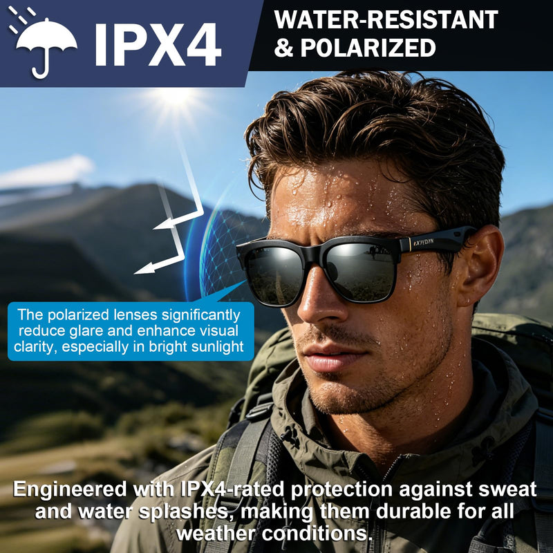 Smart Bluetooth Sunglasses, Manual Electrochromic Tint, Open-Ear Audio | Manual Multi-level Tint Control, Open-ear Stereo Sound, Bluetooth 5.4, Driving/Travel/Fishing, Unisex Gift