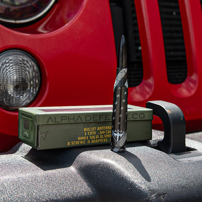 Alpha Defense Round Style Antenna 50 Cal Round Shaped Aluminum Rust Resistant 5.5" Jeep Wrangler + Most Trucks Radio Antenna + Face Shield Alpha Defense Set of 2 (Blackout Digi Camo) Blackout Digi Camo