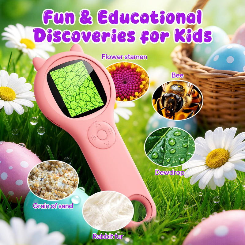 [AUSTRALIA] - Portable Handheld Mini Digital Microscope for Kids - Educational Science Toys, Christmas & Birthday Gifts for Age 5 6 7 8 9 10 11 12 Girls & Boys (Pink) Pink 1 Pcs 