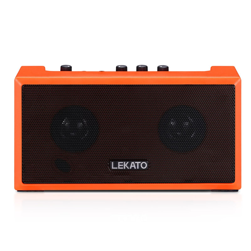 LEKATO Mini Guitar Amplifier with Clean Overdrive Effects 5W Rchargeable Electric Guitar Amp Small Bass Amplifier Bluetooth Bass Amplifier for Daily Practice,Orange Orange