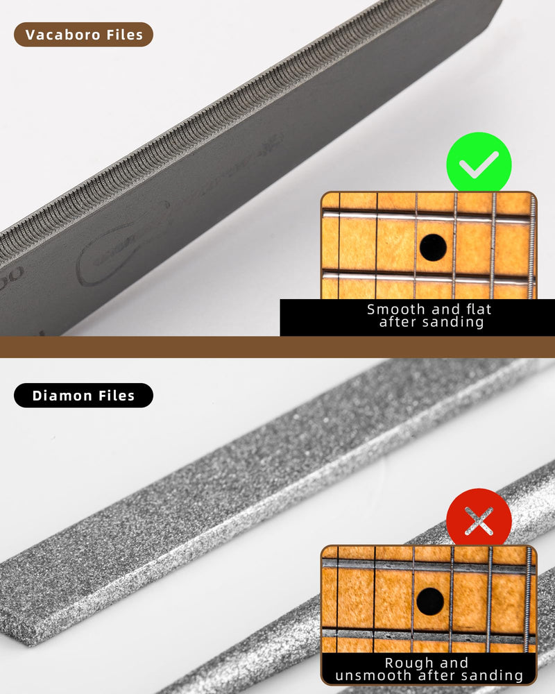 Guitar Fret File, Double-Side Fret Crowning File, Professional High Carbon Steel Design Fret File for Electric, Acoustic and Bass Guitars - MD, LG, XL Frets with Clean brush fret file with clean brush