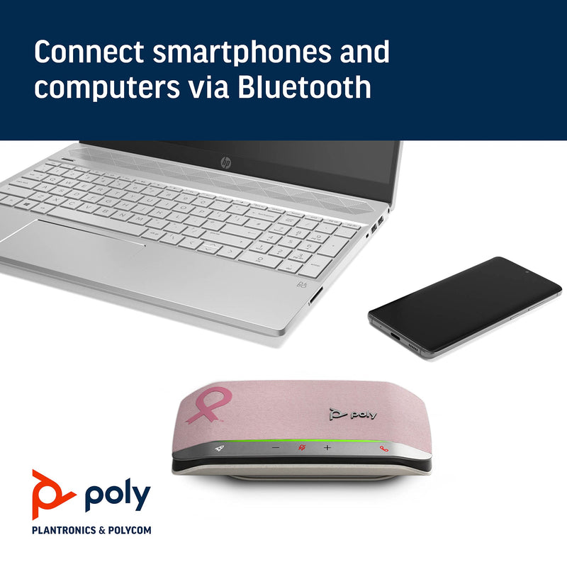 Poly – Sync 20 USB-A Pink Personal Bluetooth Smart Speakerphone (Plantronics) - Connect to Cell Phone via Bluetooth, PC/Mac via Included USB-A Cable - Works with Teams, Zoom (Certified) & More Standard Version