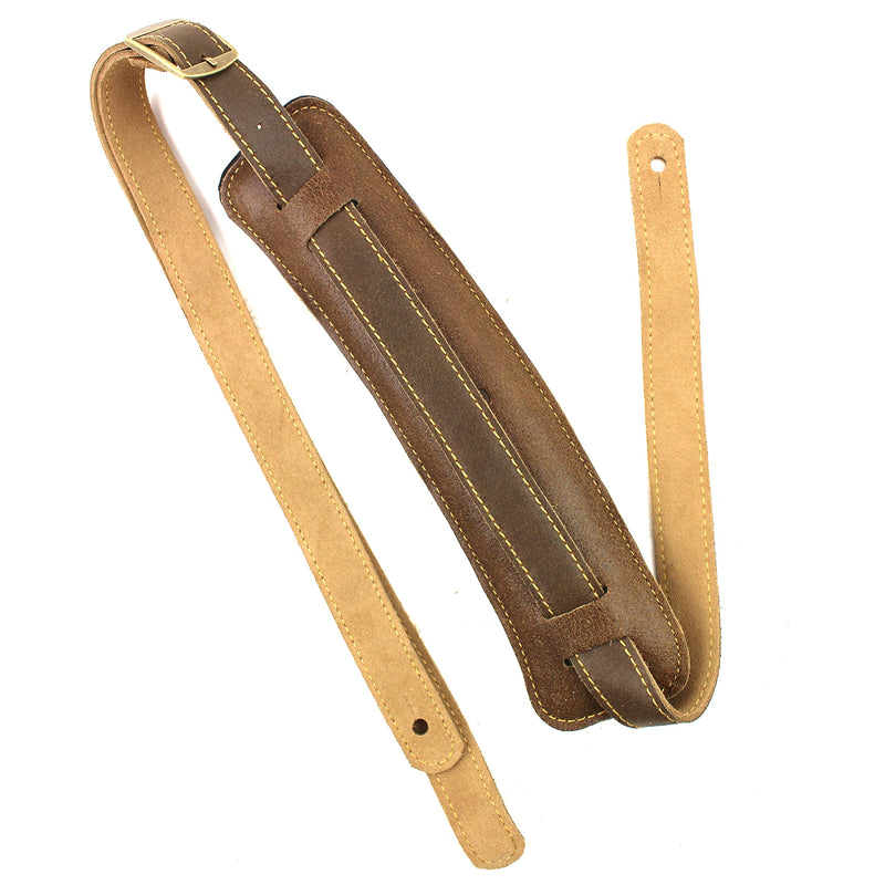 Walker And Williams C-19-DBRN Distressed Brown Finish Premium Soft Grain Leather Vintage Slash Guitar Strap Extra Long For Acoustic, Electric, And Bass Guitars