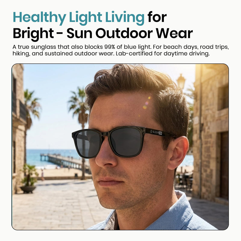 Blue Light Sensitivity Glasses for Migraines, Relaxation, Relief | Eases Headaches & Photophobia, Calms Anxious Eyes, Comfy Unisex Fit Wayfarer Frame - Shade Grey Lens 41