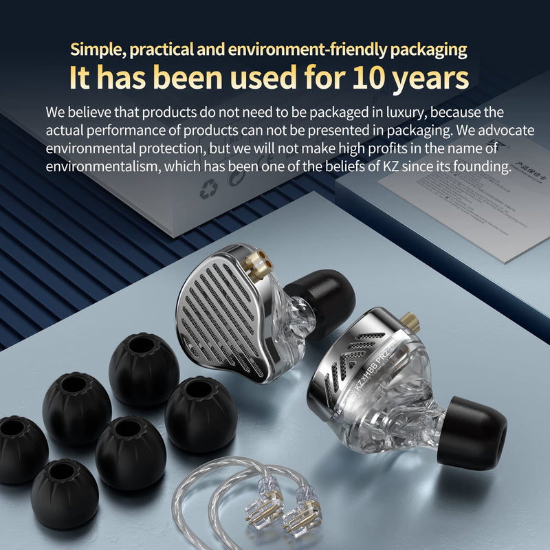 KZ x HBB PR2 in Ear Monitor Earphones 13.2mm Planar Magnetic Driver HiFi Wired Headphone Noise Cancelling IEM Earbuds with Detachable 2 Pin Silver-Plated Cable for Audiophile (Without Mic) SolidBlack no Mic
