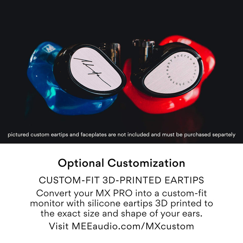MEE Professional MX1 PRO Advanced Dynamic Driver Musician's in Ear Monitor Headphones with Balanced Sound; Noise Isolating Earbuds Earphones w/Memory Wire, Optional Customization & Detachable Cables Black