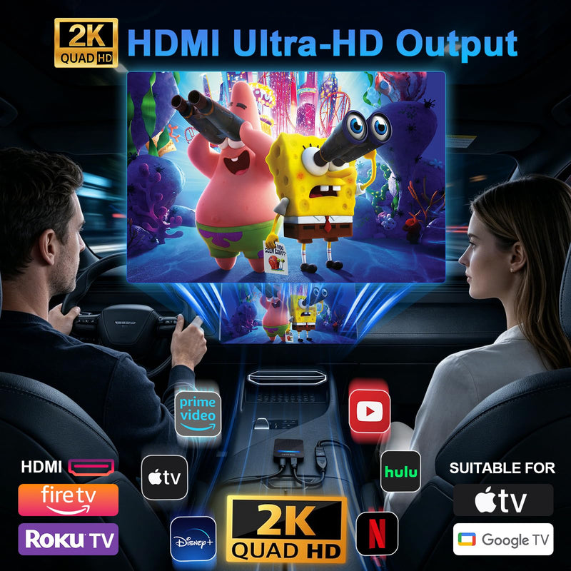2-in-1 Car TV Mate Pro—Wireless CarPlay Adapter & HDMI Multimedia Adapter for TV Stick Converter/Game Consoles/Set-Top Box/Screen Mirroring, Plug & Play HDMI Cars T V Dongle Compatible Cars from 2016 Black1