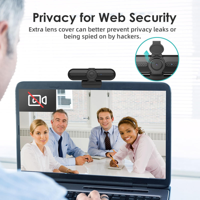 2K Webcam, SAYLAS FHD Streaming Camera with 2K/30fps, 1080P/60fps, Autofocus, Dual Noise-Cancelling Microphones, Privacy Cover and Tripod, for Computer/Zoom/Skype/Teams/Laptop/MacBook/Windows