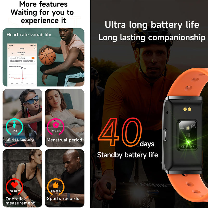 ZPIMY Wearable Health, Fitness & Activity Tracker, 5ATM Waterproof Mens Smartwatch, Call Reminder，Fitness Tracker for Android iPhones, SpO2，Heart Rate Tracking， Sleep Monitoring, 2 Straps (Black) Black