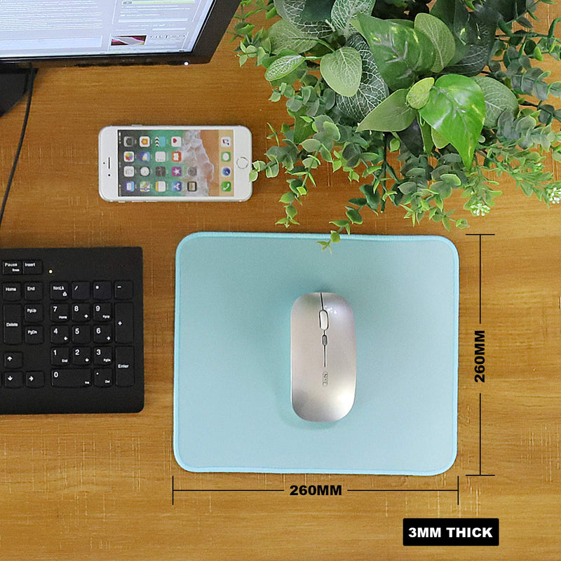 Mouse Pad with Durable Stitched Edge, Small Computer Mousepad Desk Mat with Smooth Surface, Non Slip Rubber Base Mouse Pad for Laptop, Gaming, 10.2x8.3x0.12in, Light Blue Light Blue/Black Base 10.2*8.3*0.12inch/S