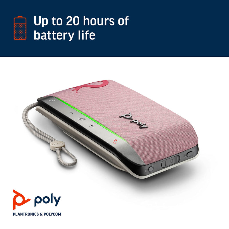 Poly – Sync 20 USB-A Pink Personal Bluetooth Smart Speakerphone (Plantronics) - Connect to Cell Phone via Bluetooth, PC/Mac via Included USB-A Cable - Works with Teams, Zoom (Certified) & More Standard Version