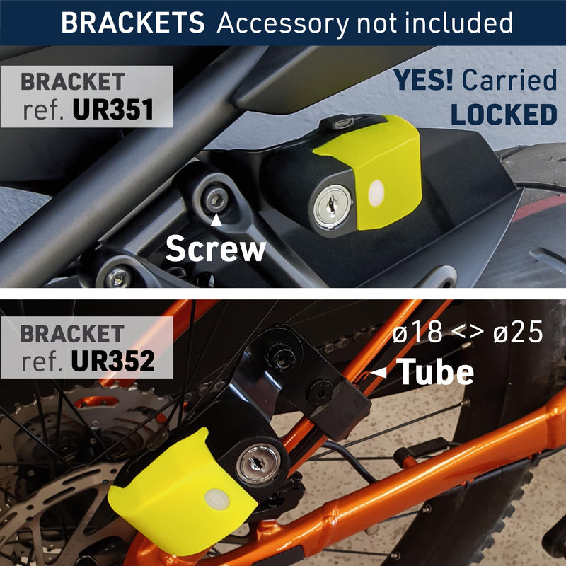 URBAN UR6 Hi-Tech Motorcycle Disc Lock with Smart Alarm | Best Value | 120dB, LED, Warning, A+ Sensitivity, Truly Waterproof, Long-Life CR2 Battery, Carried Locked, Bike Anti Theft Wheel Brake Locks Other