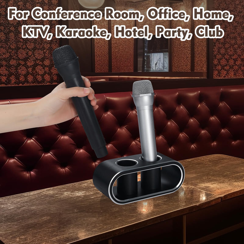 [AUSTRALIA] - Metal Aluminum Alloy Desktop Microphones Storage Holder, Stand Support Base For Wireless Microphones, Fashionable Tabletop Mics Organizer (M, Brushed black) M 