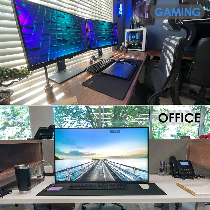 KTRIO Large Gaming Mouse Pad with Stitched Edges, Extended Mousepad with Superior Micro-Weave Cloth, Non-Slip Base, Water Resist Keyboard Pad, Desk Mat for Gamer, Office & Home, 31.5 x 11.8 in, Black X-Large (31.5" x 11.8") Black Stealth