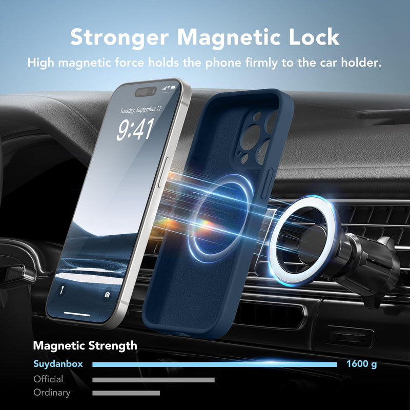 Magnetic for iPhone 15 Pro Max Case, Compatible with MagSafe, [Full Camera Protection][2 Screen Protectors] Silicone Shockproof Protective Phone Case for iPhone 15 Pro Max 6.7", Cobalt Blue